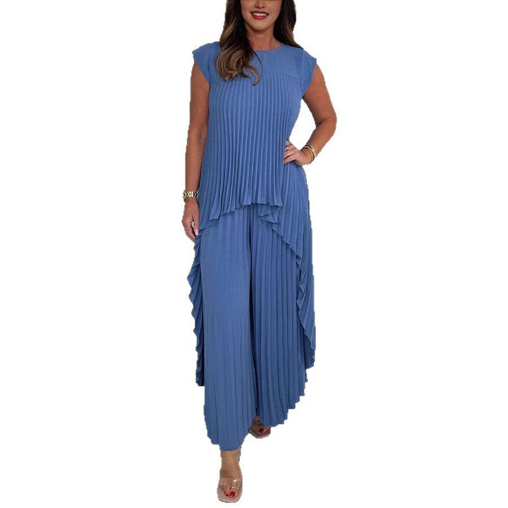 Damen Plissiertes Jumpsuit mit fließendem Schnitt und asymmetrischem Design Drune