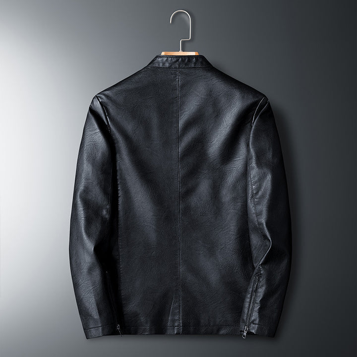 Herren Modische Kunstlederjacke mit Steppdetails Drune