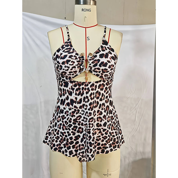 Damen trendiger Badeanzug mit schickem Cut-Out und Wasserfall-Saum Drune