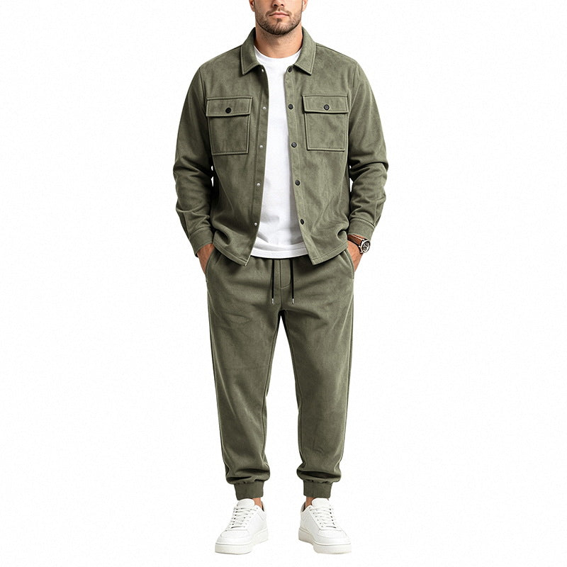 Herren Overshirt- und Jogginghose-Set aus weichem Baumwollmix Drune