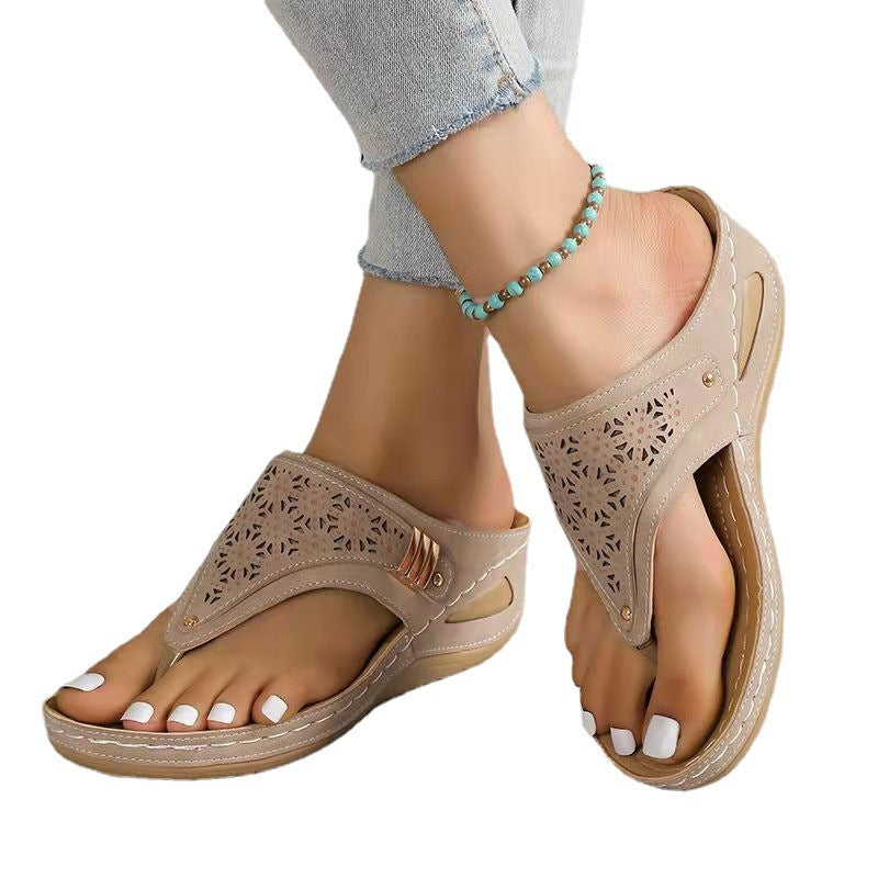 Damen nan ergonomische orthopädische Zehensteg-Sandalen mit gepolstertem Fußbett Drune