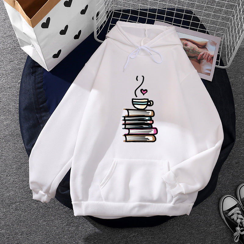 Damen nan lässiger Kapuzenpullover mit künstlerischem Mond‑und‑Pilzmotiv, weichem Fleecefutter und Kängurutasche Drune