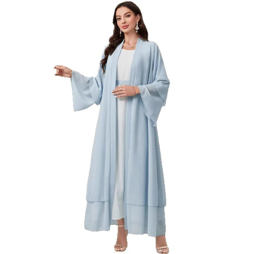 Damen Elegante lange Kimono-Jacke aus fließendem Stoff mit weitem Schnitt Drune