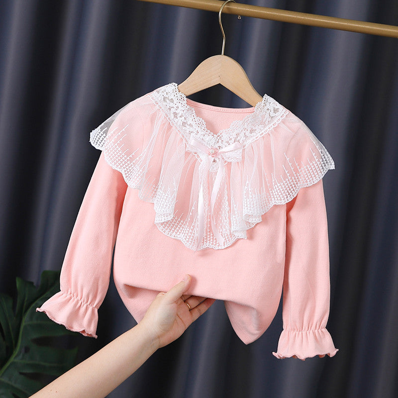 Mädchen Langarmshirt mit eleganter Spitzenverzierung Drune