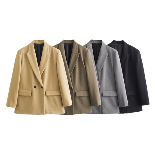 Damen 50+ taillierter Doppelreihiger Longline-Blazer mit Reverskragen und Pattentaschen Drune