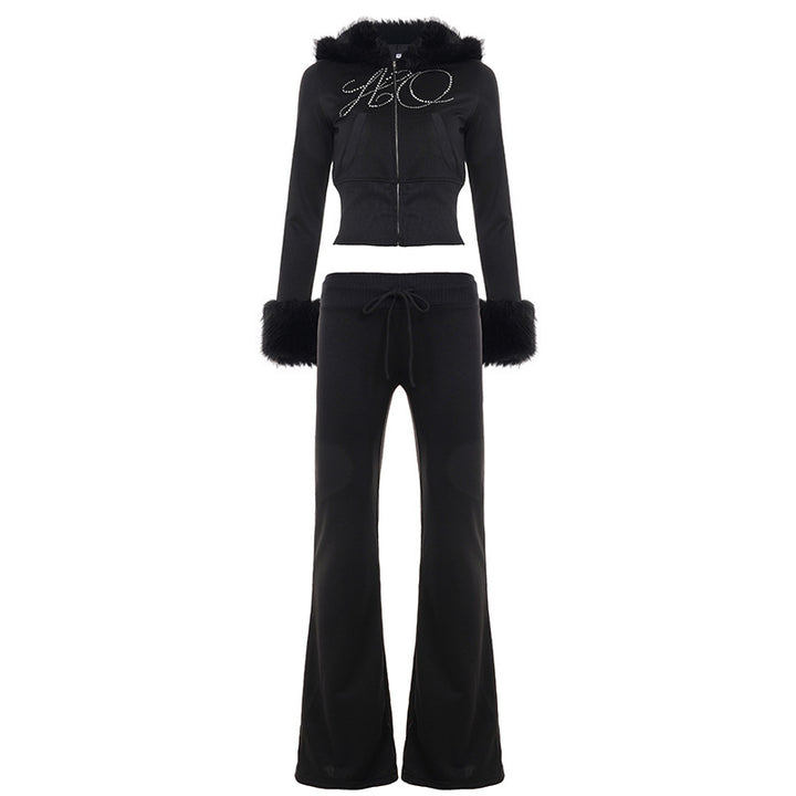Damen Hochtaillierte Bootcut-Jerseyhose mit weitem Trompetenbein und Tunnelzugbund Drune