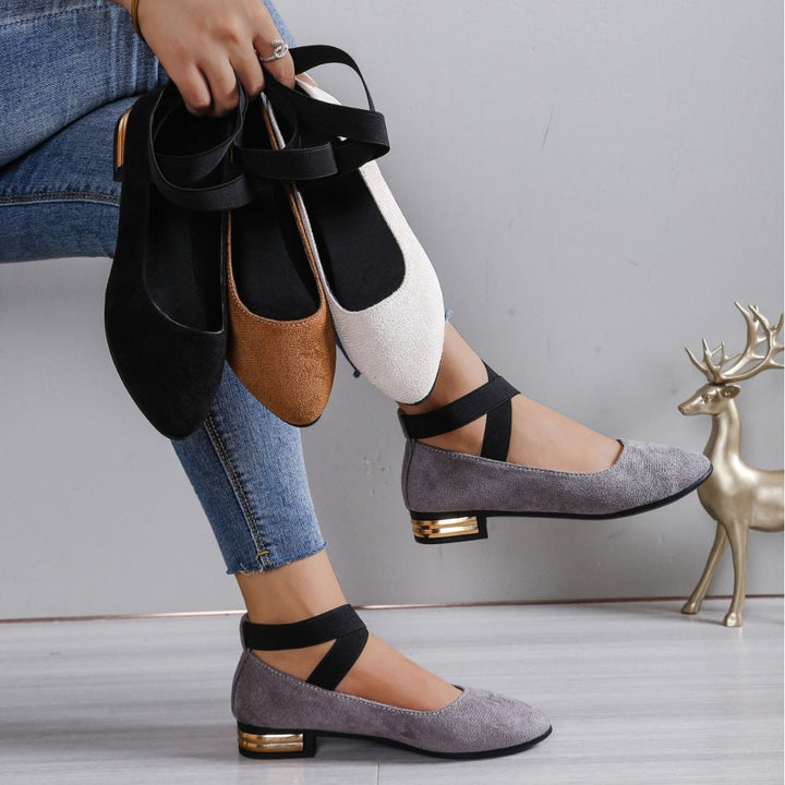 Damen Elegante Ballerinas mit elastischem Riemchen Drune