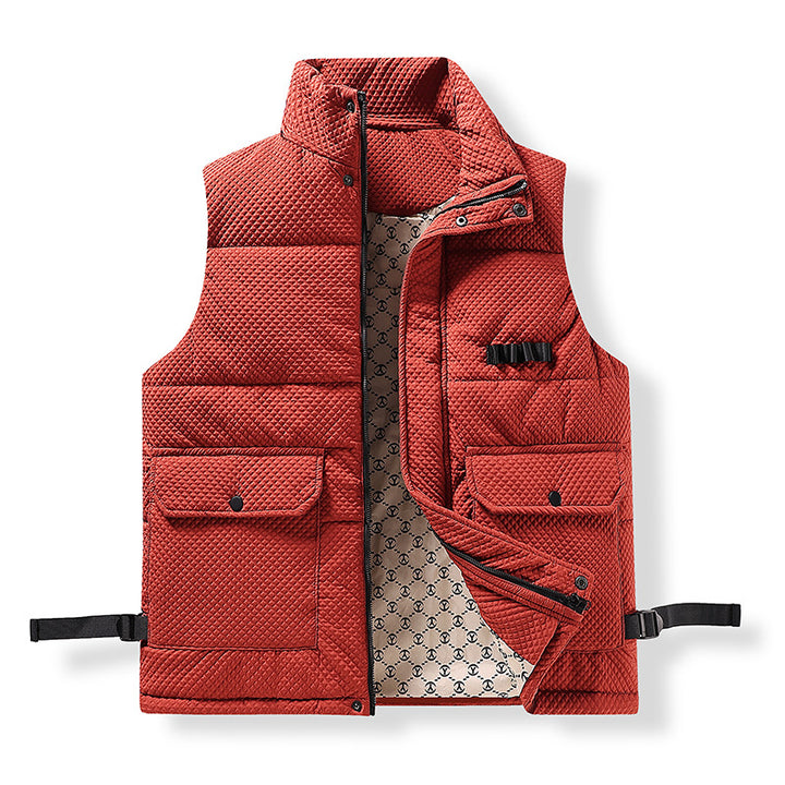 Herren Utility-Steppweste mit Thermofutter, Fronttaschen und verstellbaren Seitengurten Drune