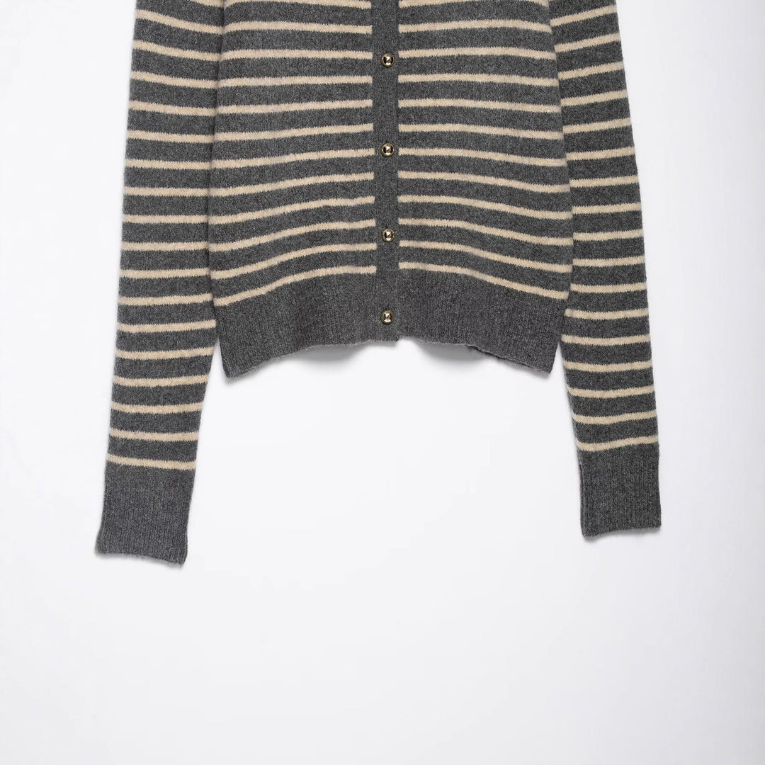 Damen gestreifter Kaschmir Cardigan Drune