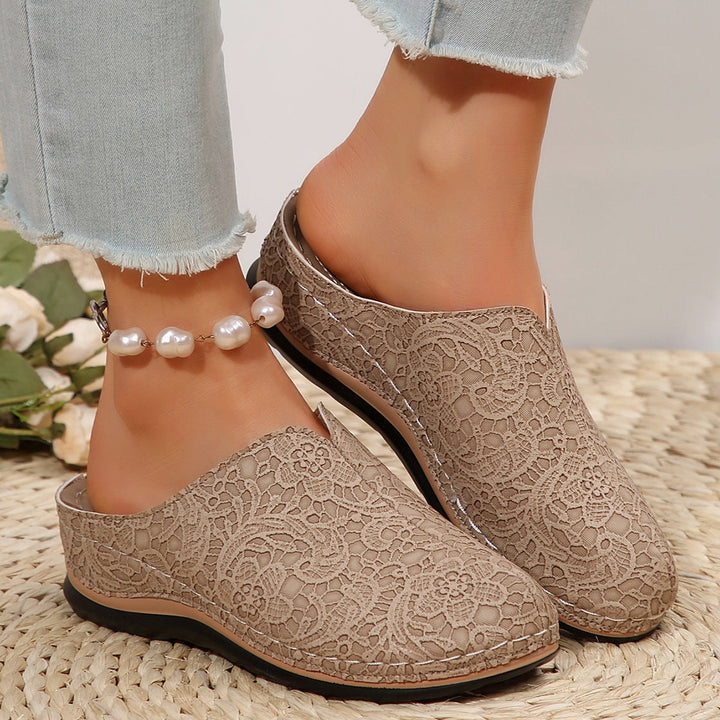 Damen Komfortable Clogs mit eleganter Spitzenstruktur und ergonomischem Fußbett Drune