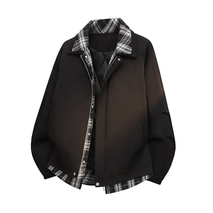 Herren Modische Doppeljacke mit Plüsch Innenfutter Drune