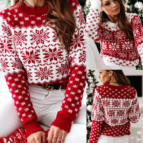 Damen Winterpullover mit folkloristischem Muster Drune