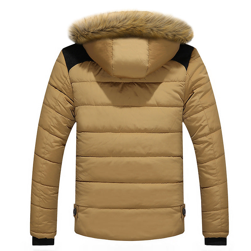 Herren thermisch gesteppter City-Parka mit wattierter Innenschicht und abnehmbarer Kunstfellkapuze Drune