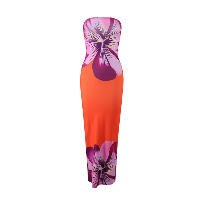 Damen strandtaugliches Maxikleid mit elegantem Blumenprint Drune