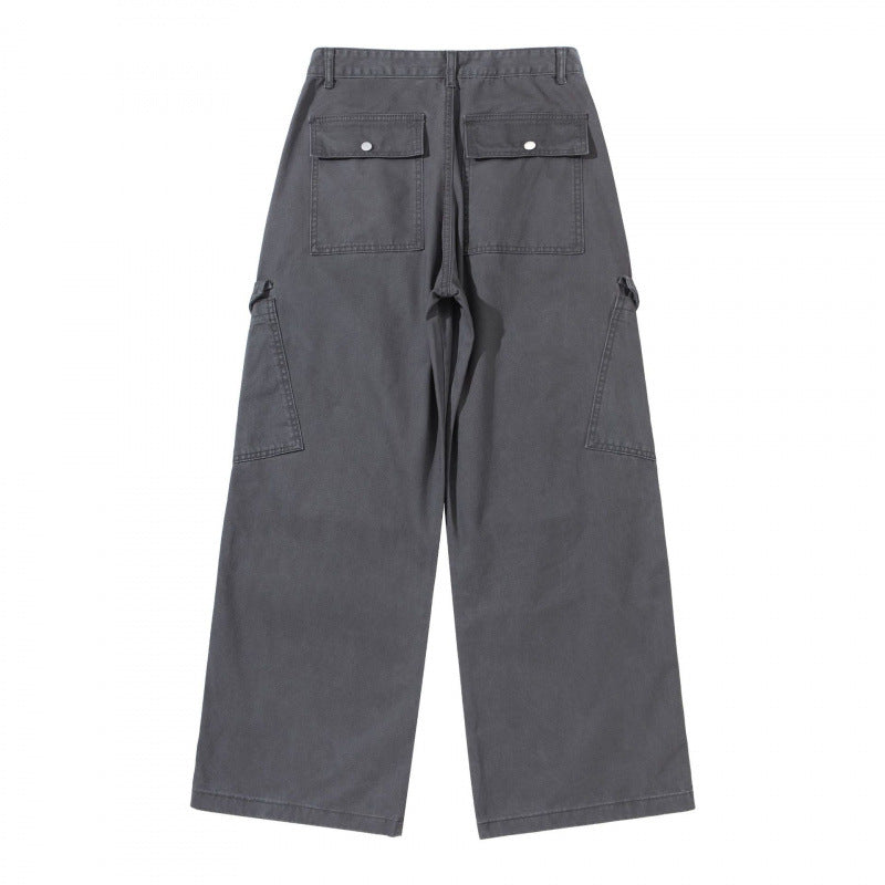 Damen Breite Utility-Cargo-Hose aus robustem Canvas mit hoher Taille und Kniefalten Drune