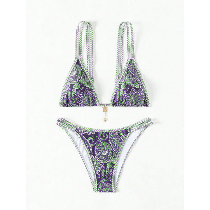 Damen Triangel-Bikini mit raffinierten Schnürdetails und lebhaftem Muster Drune