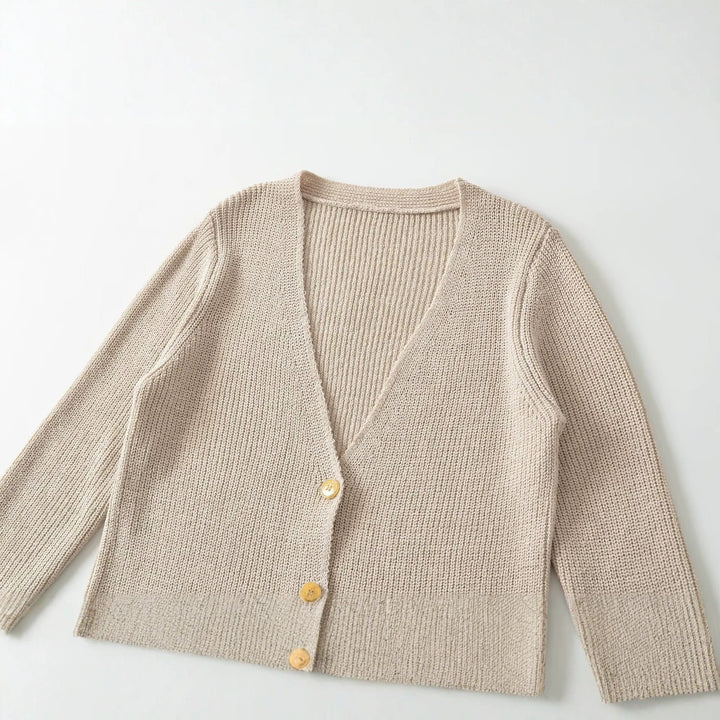 Damen Longline-Strickcardigan mit V-Ausschnitt und durchgehender Knopfleiste Drune