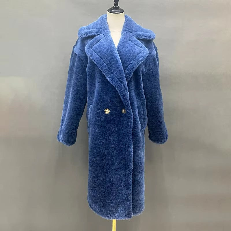 Damen Fleece-Mantel mit doppelter Knopfleiste und trendigem Schnitt Drune