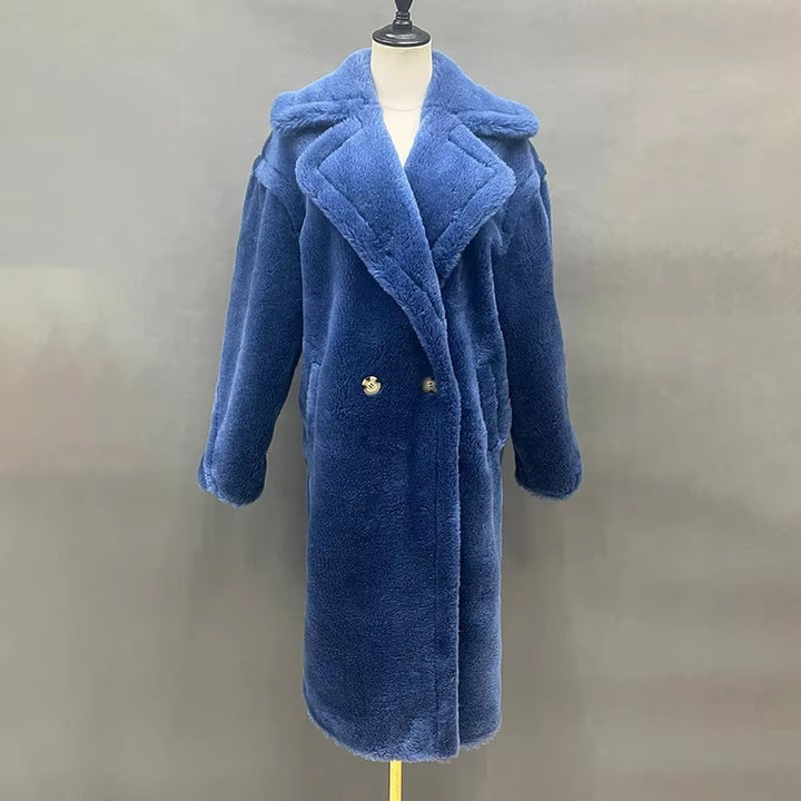 Damen Fleece-Mantel mit doppelter Knopfleiste und trendigem Schnitt Drune