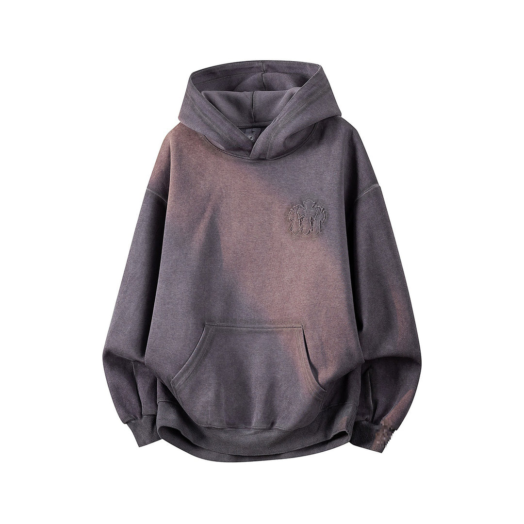 Unisex Oversize Kapuzenpullover mit handschriftlichem Grafik-Print, Kängurutasche & geripptem Saum Drune
