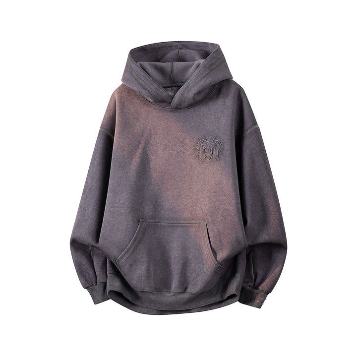 Unisex Oversize Kapuzenpullover mit handschriftlichem Grafik-Print, Kängurutasche & geripptem Saum Drune