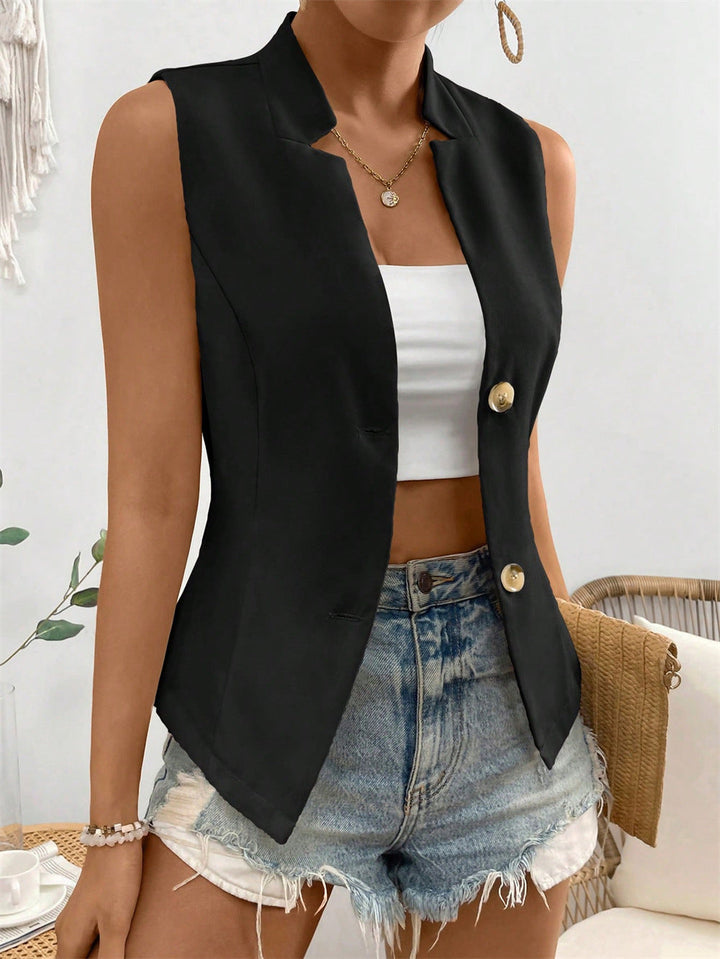 Drune | Ärmelloses Blazer Top Mit Knöpfen Für Damen