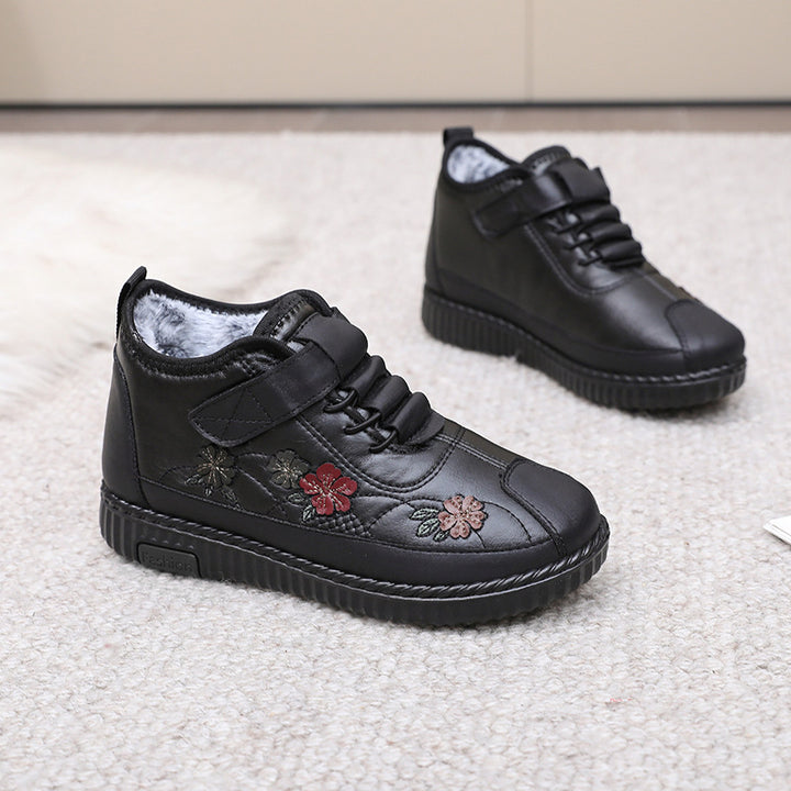 Damen Stiefel mit Blumenstickerei Drune