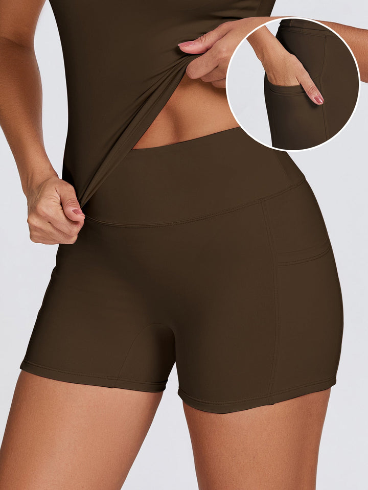 Damen Funktionale Sport-Shorts mit seitlichen Taschen und hohem Bund Drune