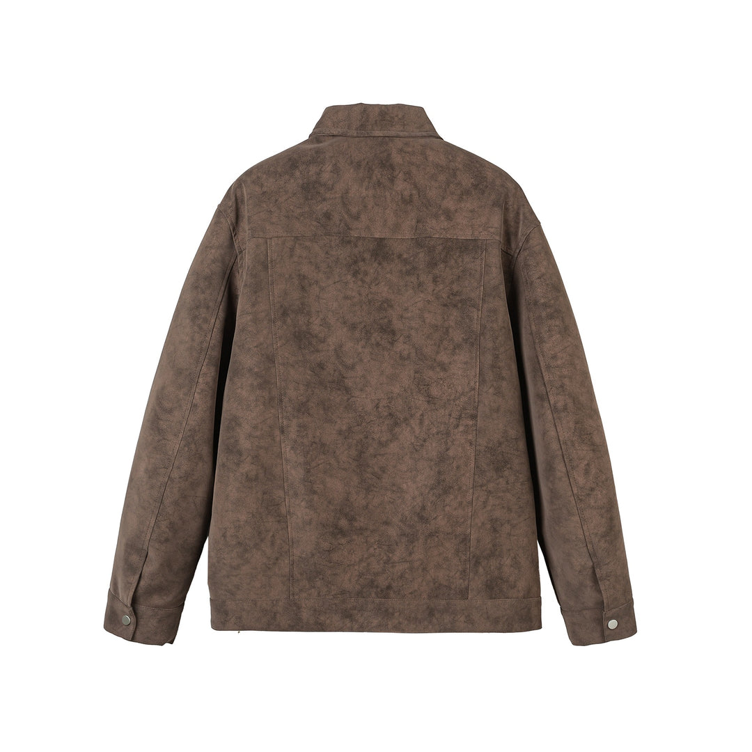 Unisex Kurz geschnittene Velours‑Optik Jacke mit dekorativen Metallverschlüssen Drune