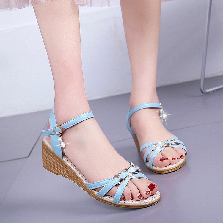 Damen nan Riemchensandalen mit gepolstertem Fußbett und elegantem Kettenakzent Drune