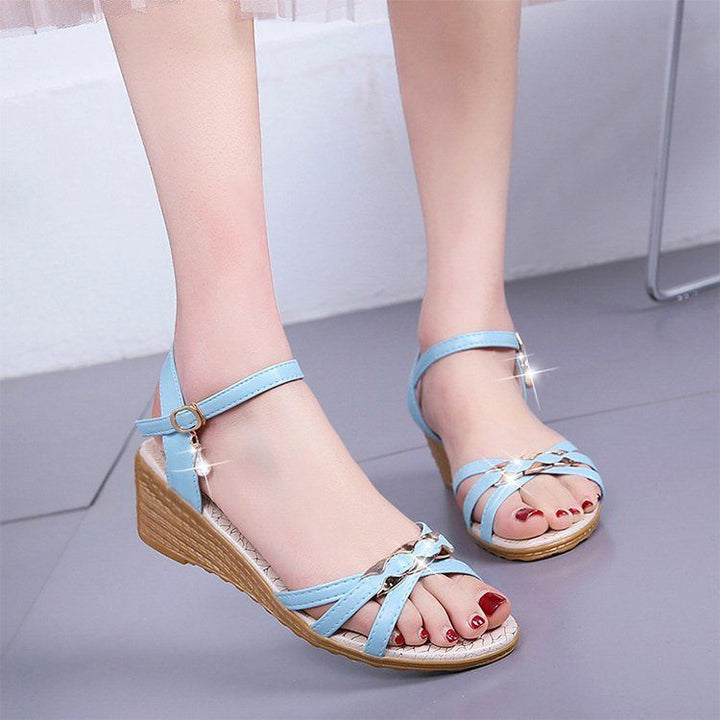 Damen nan Riemchensandalen mit gepolstertem Fußbett und elegantem Kettenakzent Drune