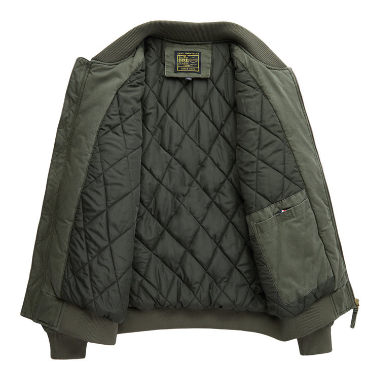 Herren  Baumwoll-Twill gepolsterte Aviator Bomber mit gestepptem Innenfutter und Ärmeltasche mit Reißverschluss Drune