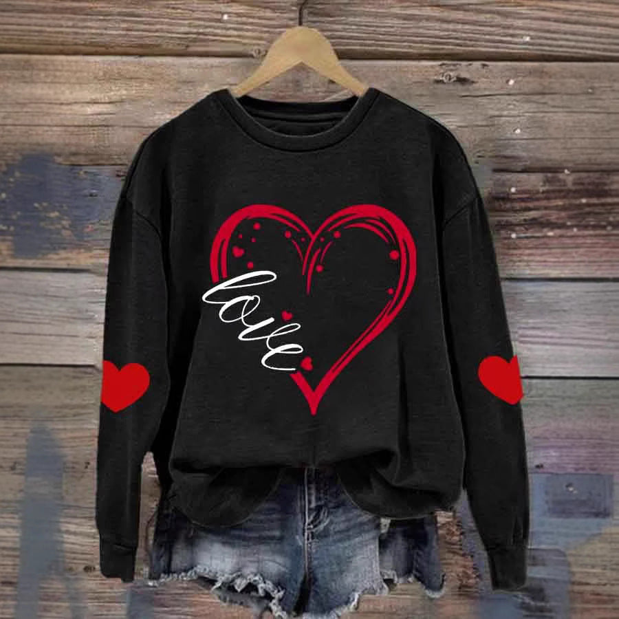 Damen Gemütlicher Pullover mit Herzmotiv Drune