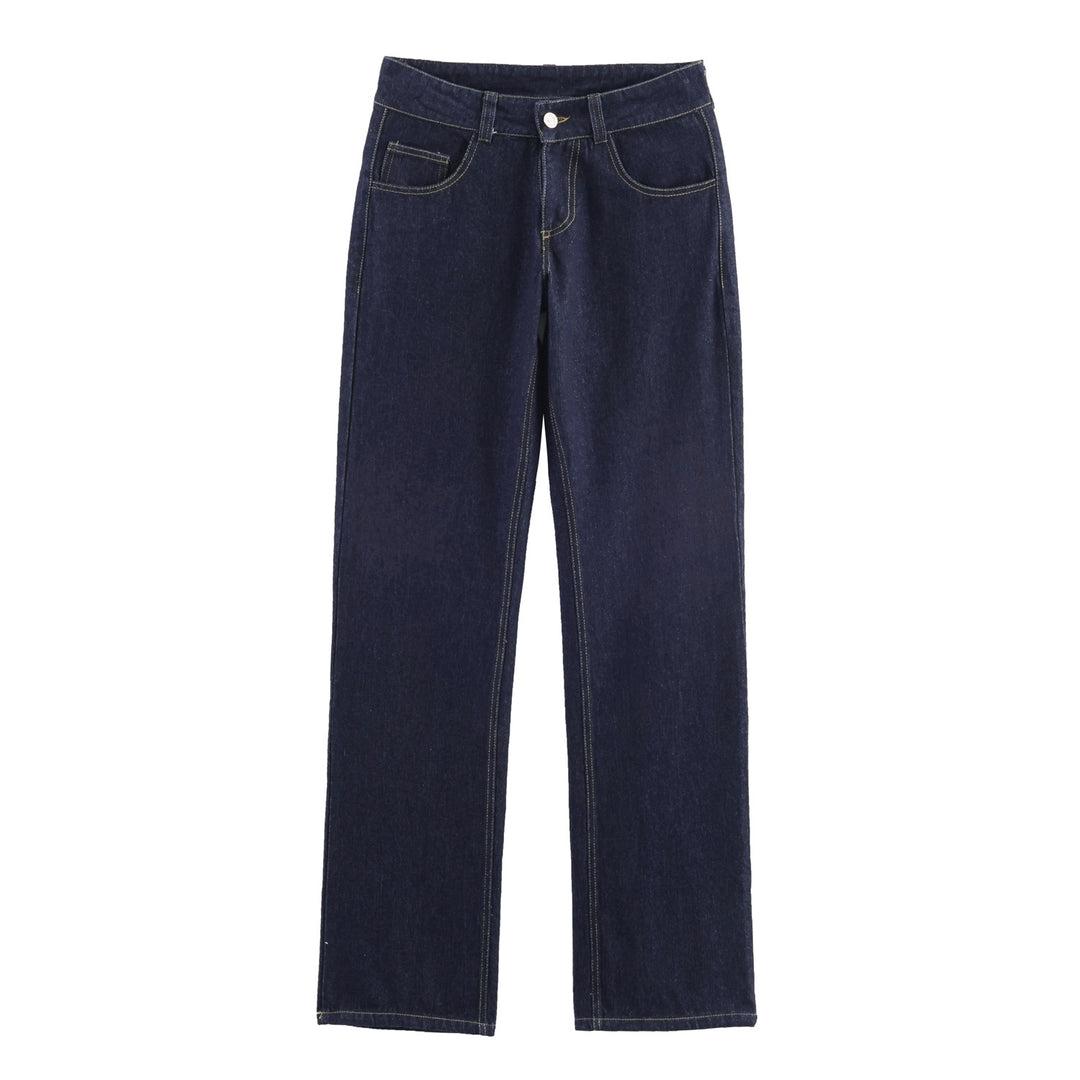Damen 20+ hochtaillierte geradegeschnittene Jeans mit Clean-Denim und Kontrastnähten Drune