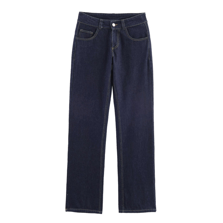 Damen 20+ hochtaillierte geradegeschnittene Jeans mit Clean-Denim und Kontrastnähten Drune