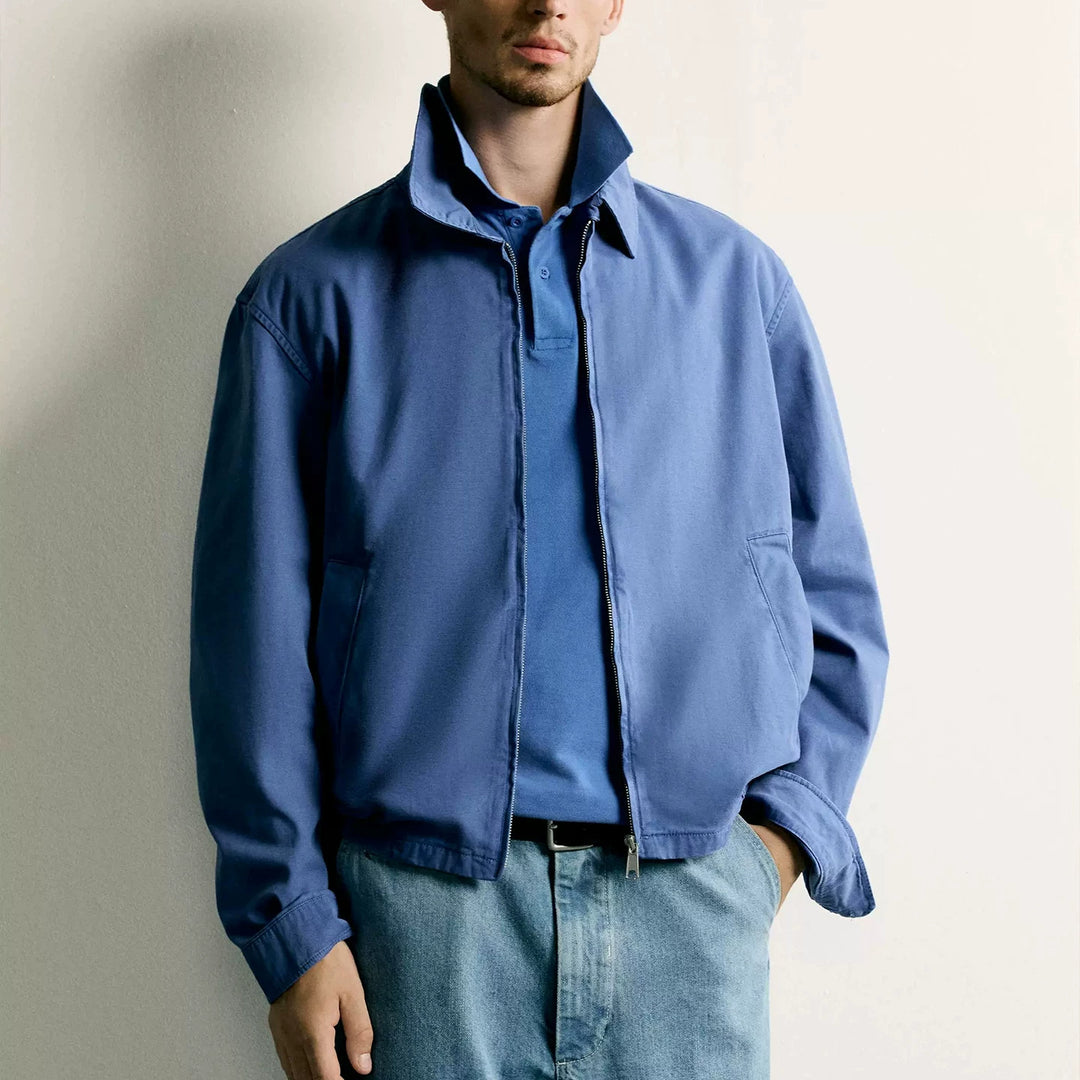 Herren Leichter Boxy-Blouson aus Baumwoll‑Twill mit Hemdkragen Drune
