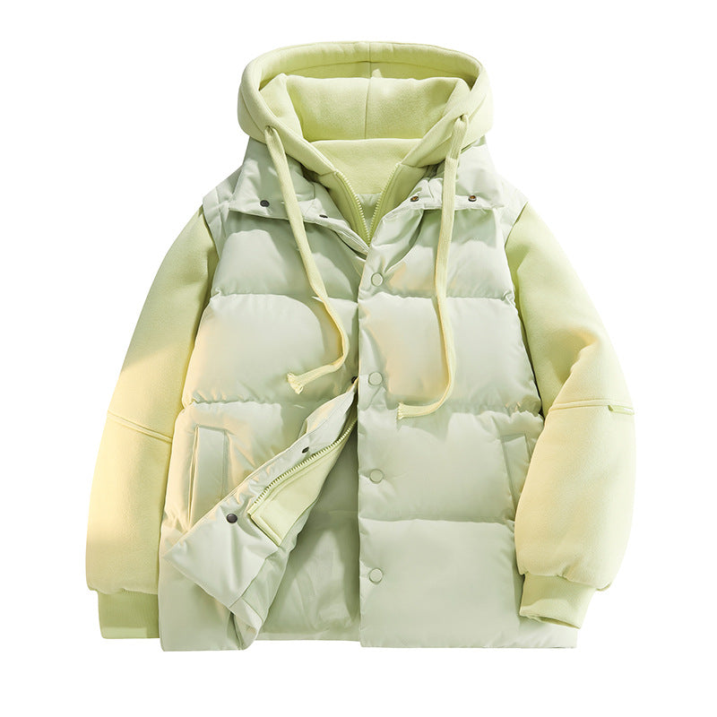 Herren Hybrid-Steppjacke mit Fleeceärmeln, Kapuze und verdecktem Druckknopfverschluss Drune