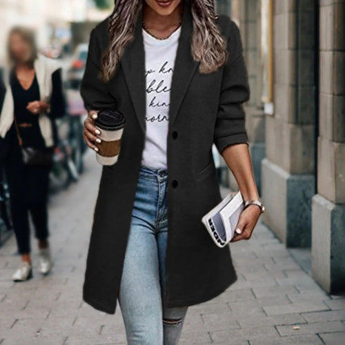Drune | Eleganter Langer Mantel Blazer Für Frauen