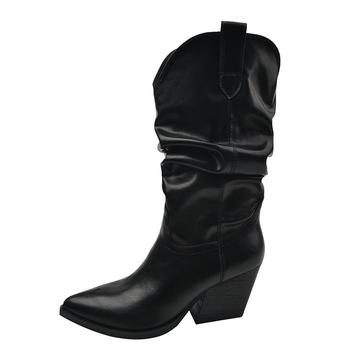 Damen Western-Stiefel aus elegantem Wildleder mit hohem Absatz Drune