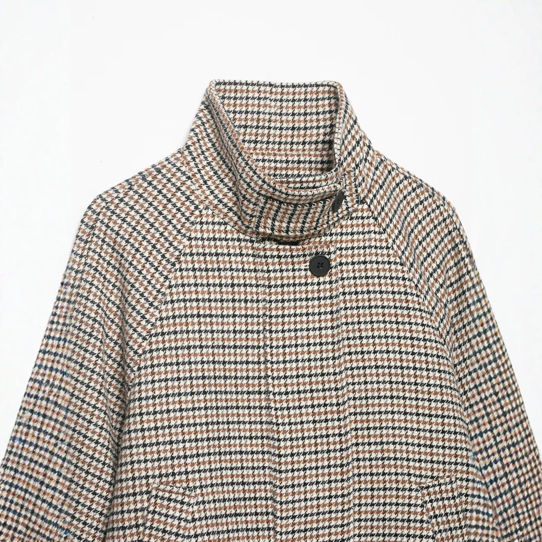 Damen Kurzgeschnittene Bouclé-Jacke mit hohem Stehkragen und Raglanärmeln Drune