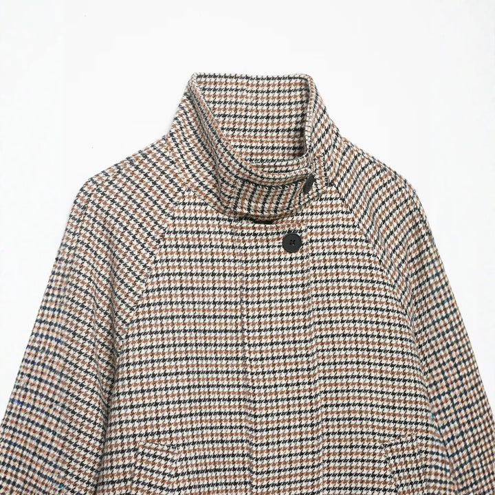 Damen Kurzgeschnittene Bouclé-Jacke mit hohem Stehkragen und Raglanärmeln Drune