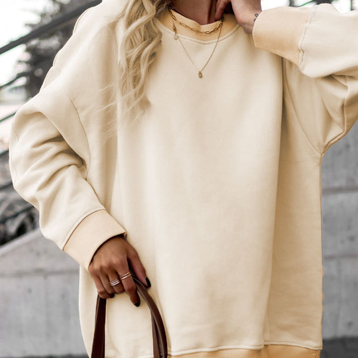 Damen Lässiges Sweatshirt mit überschnittenen Schultern und weichem Innenfutter Drune