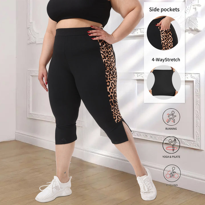 Damen Sculpting-Capri-Leggings mit hohem Taillenbund, Bauchkontrolle und seitlichen Einschubtaschen Drune