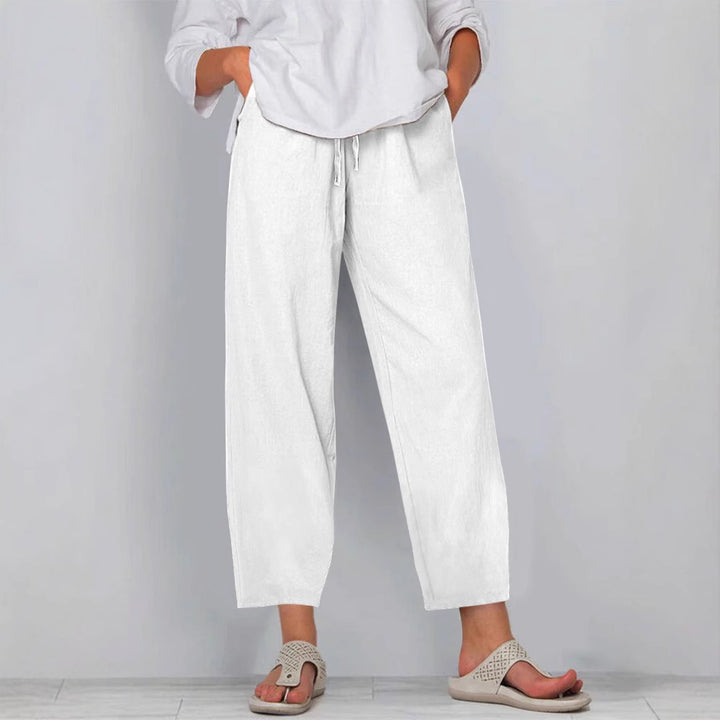 Damen Relaxed Culotte-Hosen mit Kordelzug, Seitentaschen und Knöchellänge Drune