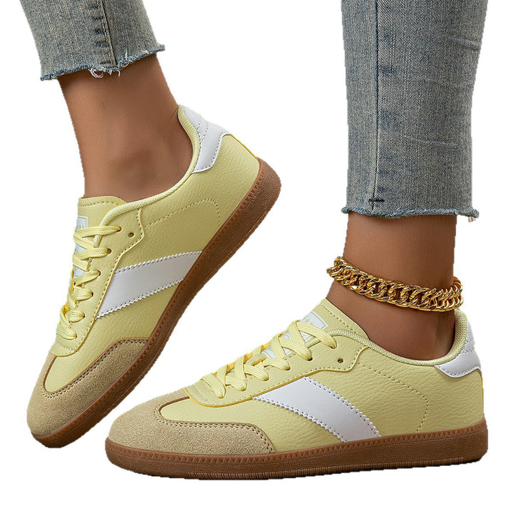 Damen nan retro-inspirierte Sneaker mit niedrigem Schnitt, Gumsohle und Velours-Zehenkappe Drune