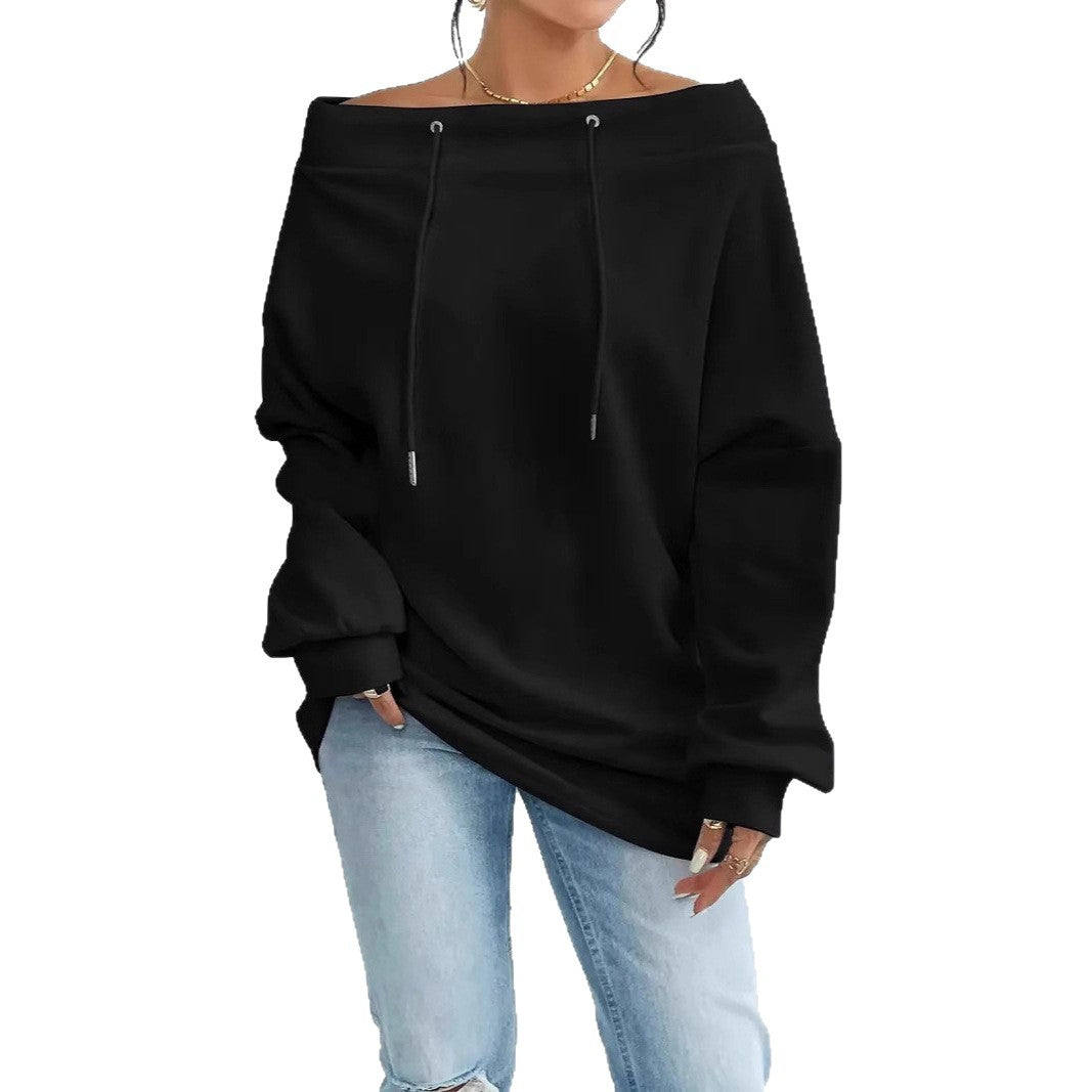 Damen Oversized Sweatshirt mit lässigem Off-Shoulder-Ausschnitt Drune