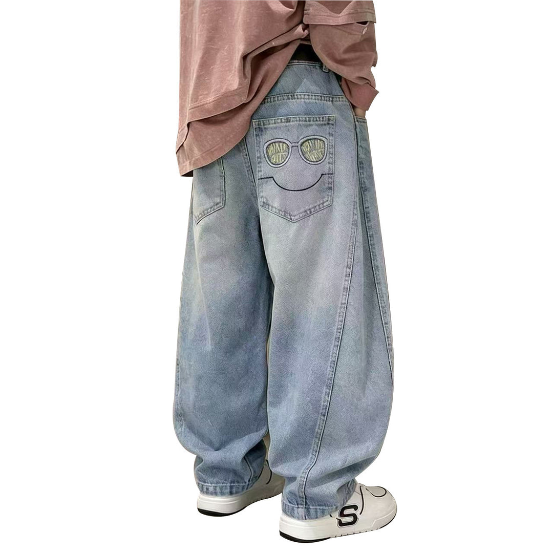 Unisex lässige Jeans mit Smileydruck Drune