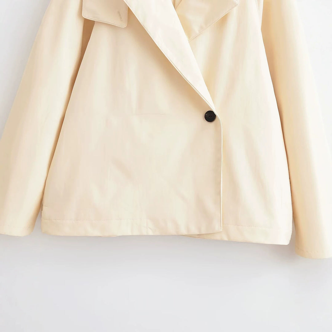 Damen Kurzjacke im Trenchstil mit asymmetrischem Revers Drune