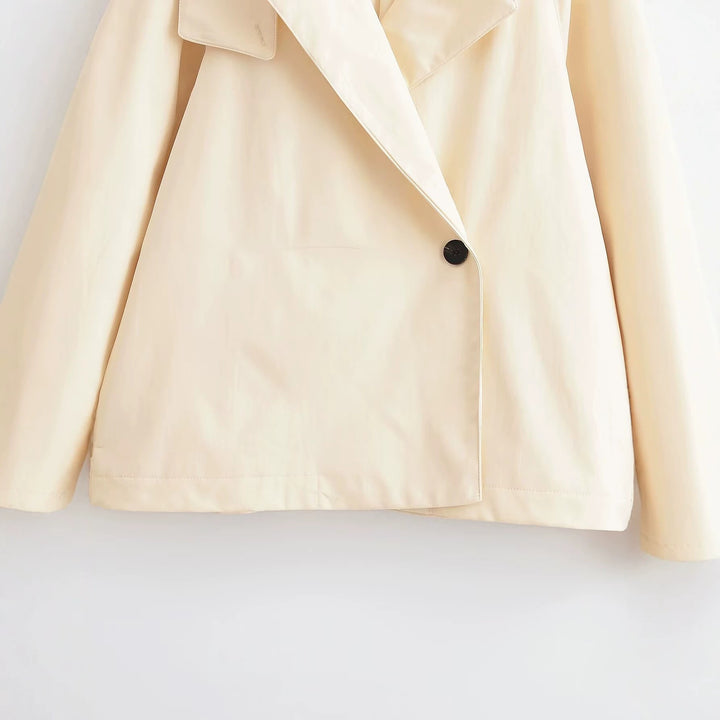 Damen Kurzjacke im Trenchstil mit asymmetrischem Revers Drune