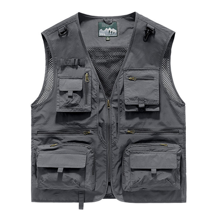 Herren nan multifunktionale Angel- und Outdoorweste mit zahlreichen Taschen und Meshfutter Drune
